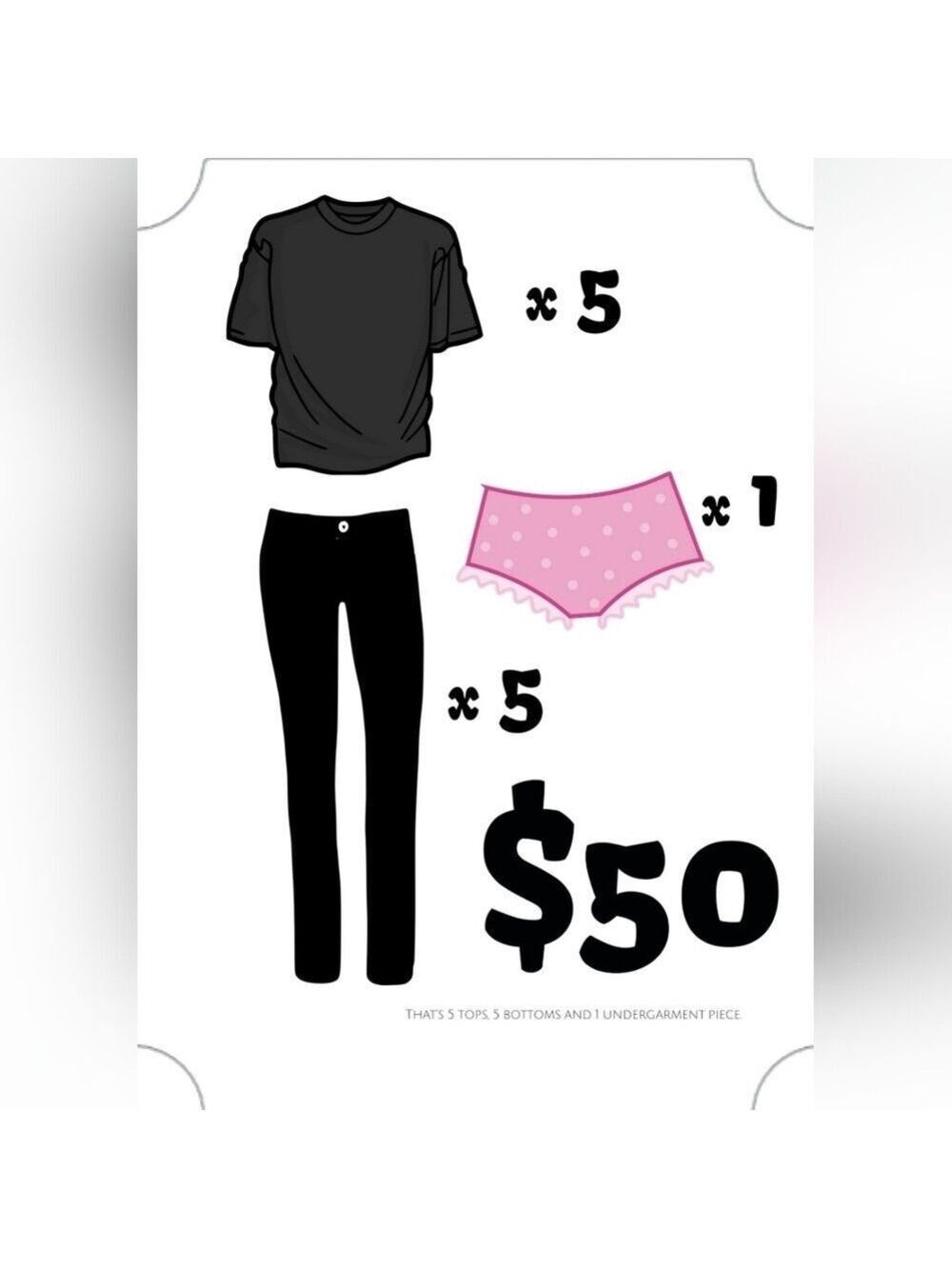 5 Tops / 5 Bottoms / 5 Undergarment